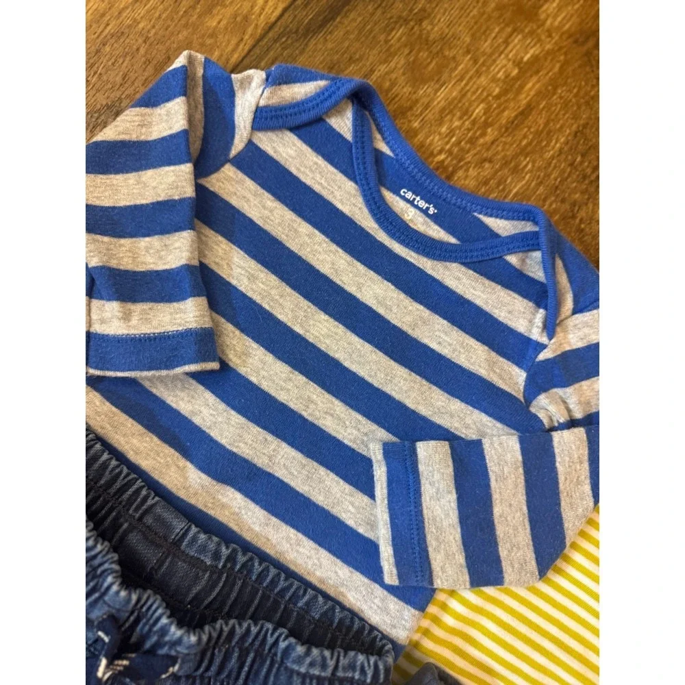Baby Boy 3 Months Outfits Jeans Pants Long Sleeved Bodysuits Shirts Clothes Lot - Picture 5 of 13
